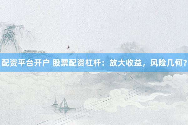配资平台开户 股票配资杠杆：放大收益，风险几何？
