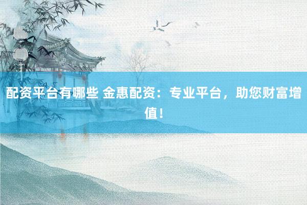 配资平台有哪些 金惠配资：专业平台，助您财富增值！