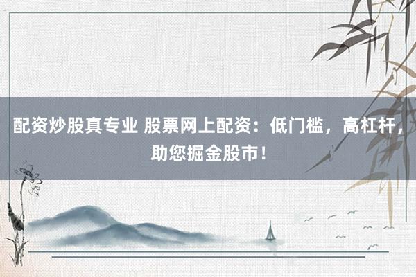 配资炒股真专业 股票网上配资：低门槛，高杠杆，助您掘金股市！