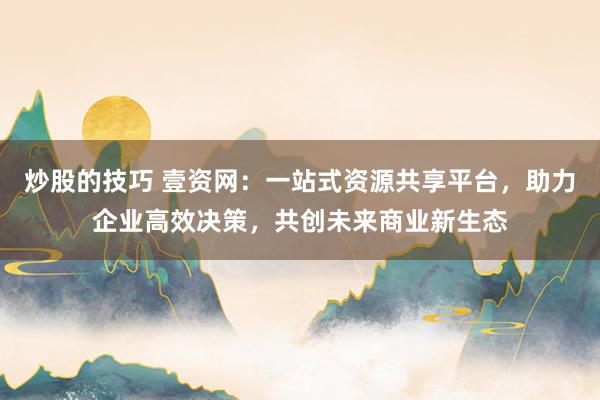 炒股的技巧 壹资网：一站式资源共享平台，助力企业高效决策，共创未来商业新生态