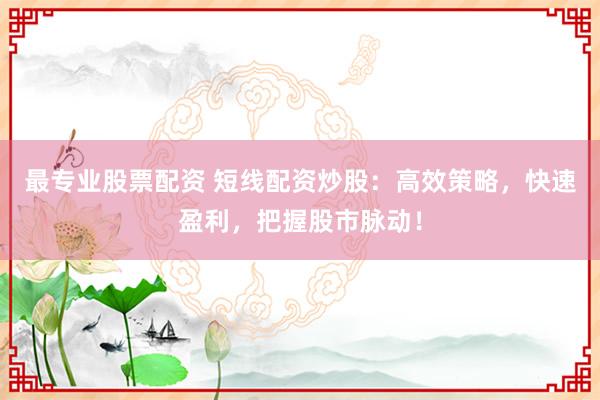 最专业股票配资 短线配资炒股：高效策略，快速盈利，把握股市脉动！