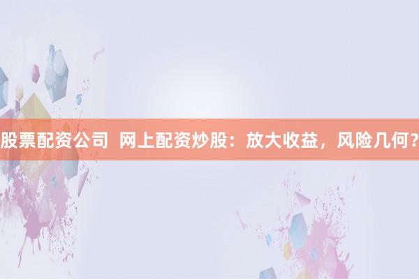 股票配资公司  网上配资炒股：放大收益，风险几何？
