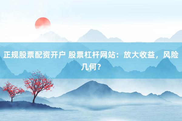 正规股票配资开户 股票杠杆网站:放大收益,风险几何?