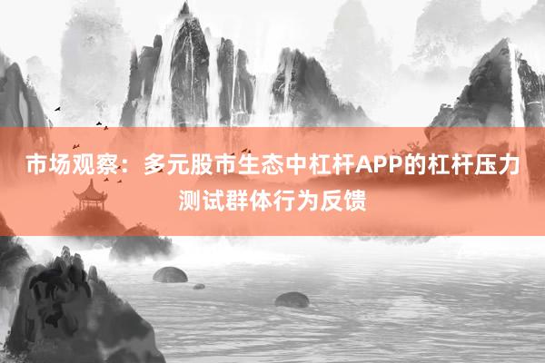 市场观察：多元股市生态中杠杆APP的杠杆压力测试群体行为反馈