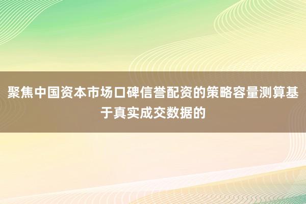 聚焦中国资本市场口碑信誉配资的策略容量测算基于真实成交数据的