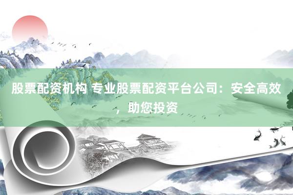 股票配资机构 专业股票配资平台公司：安全高效，助您投资