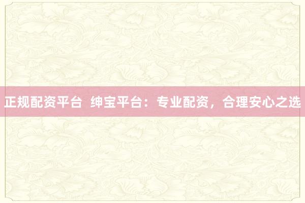 正规配资平台  绅宝平台：专业配资，合理安心之选
