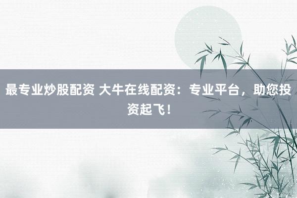 最专业炒股配资 大牛在线配资：专业平台，助您投资起飞！