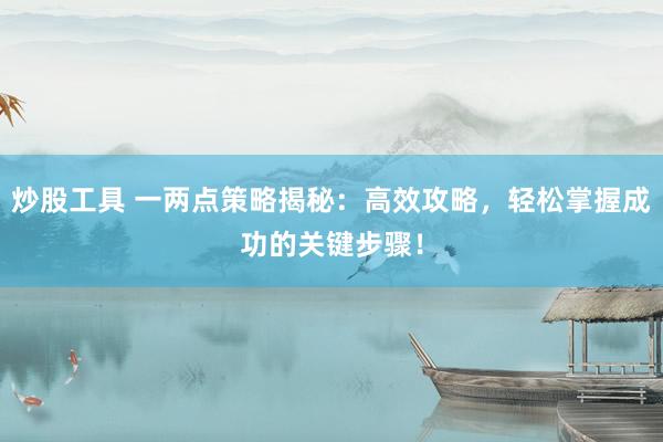 炒股工具 一两点策略揭秘：高效攻略，轻松掌握成功的关键步骤！