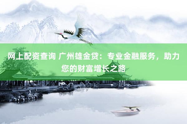 网上配资查询 广州雄金贷：专业金融服务，助力您的财富增长之路